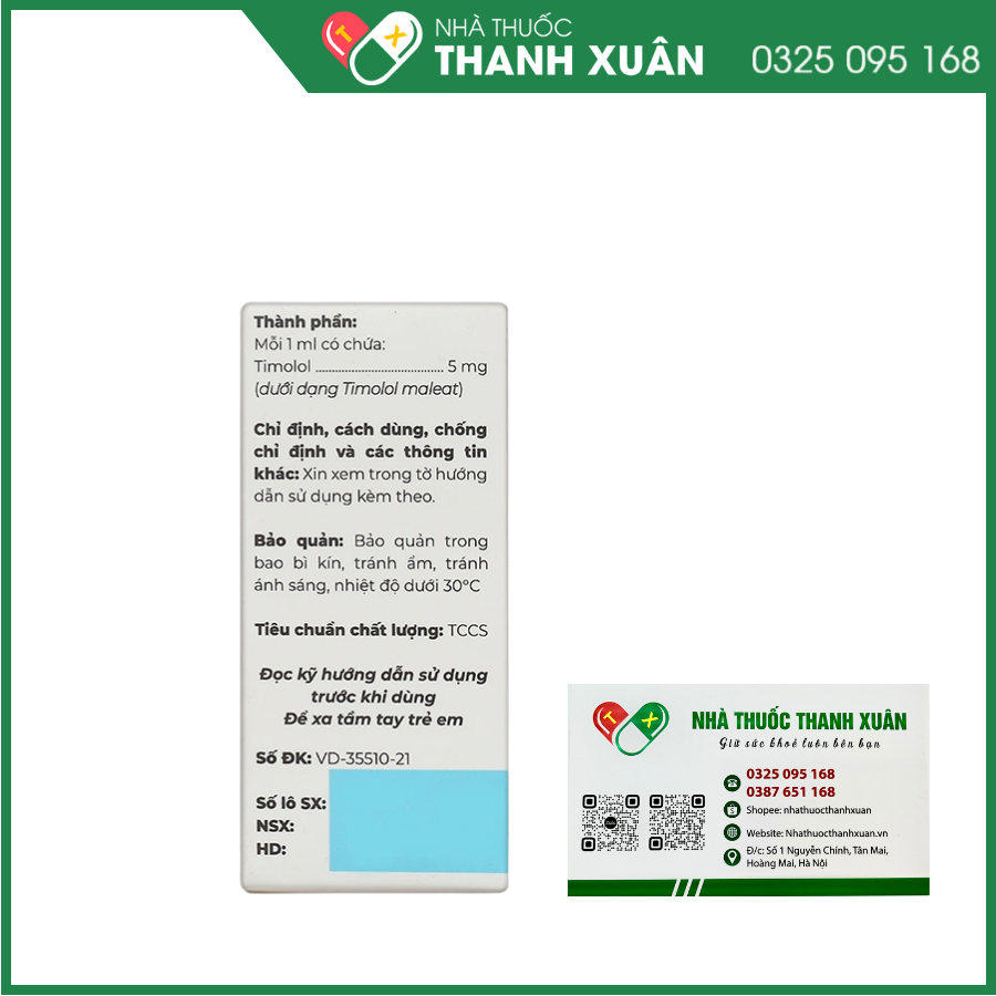 Timo Drop giảm áp lực nội nhãn, trị Glaucom